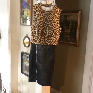 Gorgeous 3.1 phillip lim leopard and black leather zipper dress xs 2